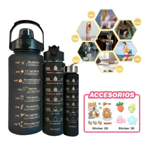 Trio de Termos Botella Agua Motivacional