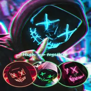 Mascara Halloween Led Mascaras Negra