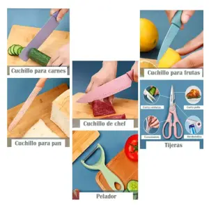 Set De Cuchillos Pastel mas Tabla Picar
