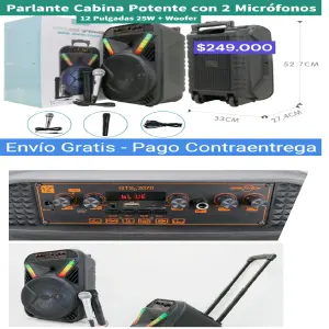 CABINA DE 12 PULGADAS CON 2 MICRÓFONOS GTS-2070: Experiencia de Audio Inmersiva - CABINA 12 PULGADAS CON 2 MICRO GTS-2070