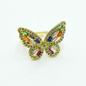 ANILLO DORADO MARIPOSA DE GEMAS
