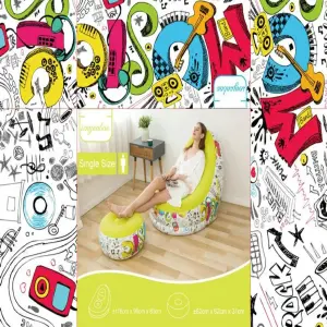 Sofá Hinchable + Puff Reposa Pies: ¡Máxima Comodidad y Relajación! - SOFA INFLABLE + PUFF REPOSA PIES