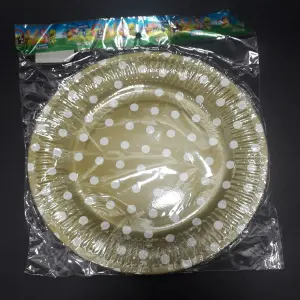 PLATO CARTON DORADO MATE PUNTOS  BOLSA