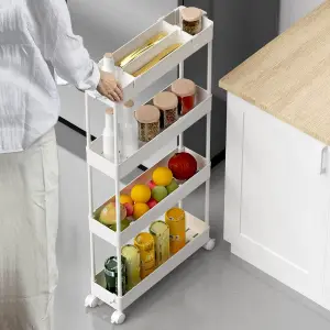 Carrito Organizador de 4 Niveles: ¡Organización Perfecta al Alcance de tu Mano! - CARRITO ORGANIZADOR  4 NIVELES BLANCO