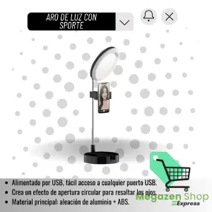ARO DE LUZ CON SOPORTE PARA CELULAR