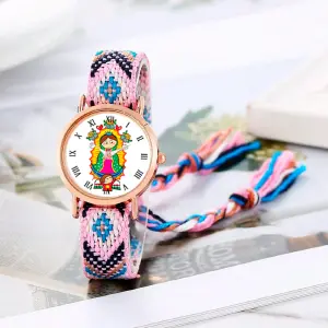 Reloj Virgen Guadalupe Dorado Tejido Art
