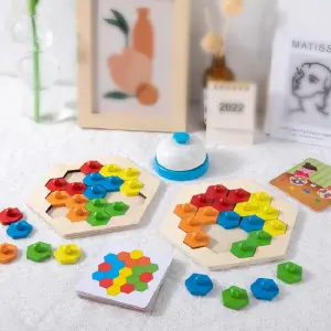 Rompecabezas exagonal madera niños