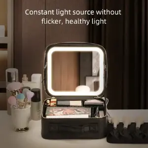COSMETIQUERA CON ESPEJO LED PEQUEÑO