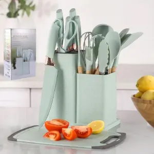Set Utensilios Cocina Madera Silicona