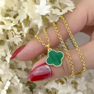 Cadena Tejido Aros Con Trébol