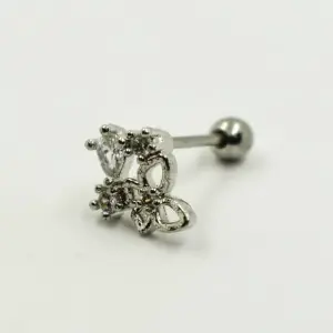 PIERCING PLATEADO MARIPOSA Y DIAMANTES