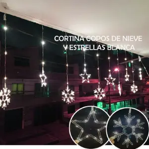 Cortina Estrellas Y Copo de Nieve 3m