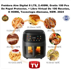 FREIDORA DE AIRE 8 LITROS: Cocina Saludable y Deliciosa - FREIDORA AIRE 8LTS DIGITAL + RECET. VIRT