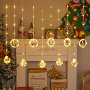 Cortina de luz calida de bolas y aros 5