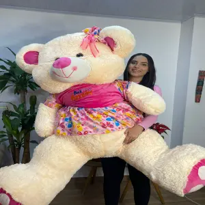 Osa de Peluche Gigante con Vestido: ¡200cm de Abrazos! - Osa de peluche con vestido Gigante 200cm