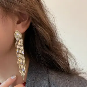 Aretes Largos Brillantes Estilo Cascada