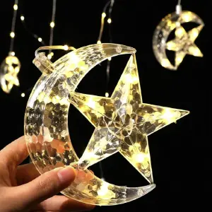 Cortina Luces Navidad 3M Luna y Estrella