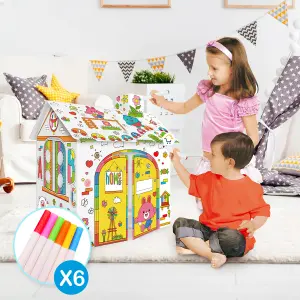 Casa Armable Para Colorear Cartón TENT1B