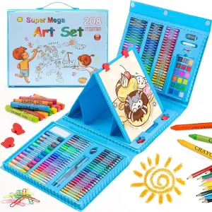 SET DE ARTE 208 PIEZAS AZUL Y ROSADO