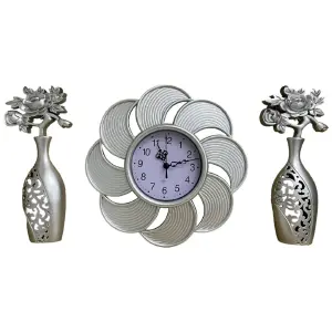 Reloj Decorativo Con Jarrones De Flores