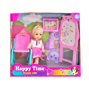 Muñeca Vestido Silla Tablero Pintura Jug
