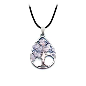 Collar Arbol Gota Cuarzo Rosa