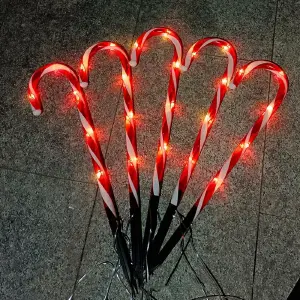 Bastones Solares Navideños Con Luces Led