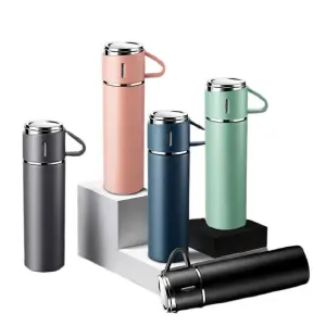 Botella Termo Portátil Con 3 Tazas