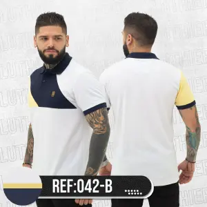 Camiseta de Fútbol Real Madrid 2023-24 - Edición Jugador - 042B POLO COMBINADA BLANCO AMARILLO AZUL