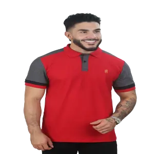 CAMISETAS TIPO POLO COMBINADA 053A-ROJO