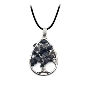 Collar Arbol Gota Cuarzo Onix