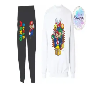 MARIO BROS YOGGER NEGRO BUSO BLANCO