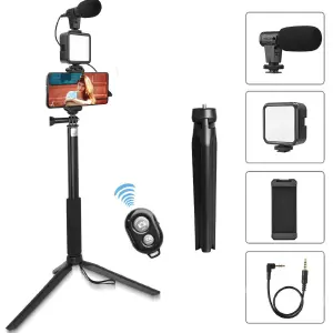 SOPORTE CELULAR VLOG TRIPODE LUZ MICROCR
