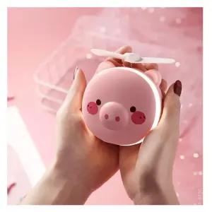 ESPEJO+VENTILADOR CERDITO RECARGABLE