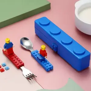 Set Cubiertos Niño Tipo Lego Cuchara Y T