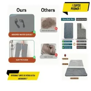 HydroMat Tapete de Piedra ultra absorben