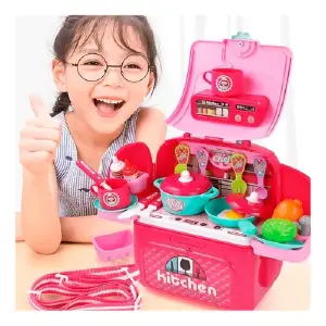 Set Cocina Infantil Portátil Para Niñas