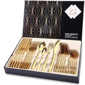 SET DE CUBIERTOS DORADOS X24 UND