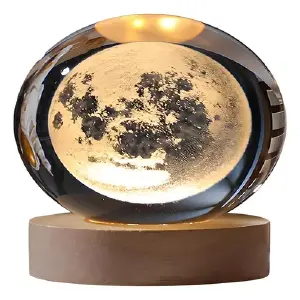 Lámpara De Escritorio Cristal 3d Esfera