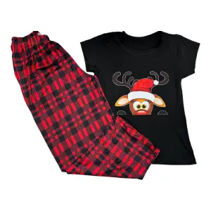 pijama reno asomado camiseta negra Hombr
