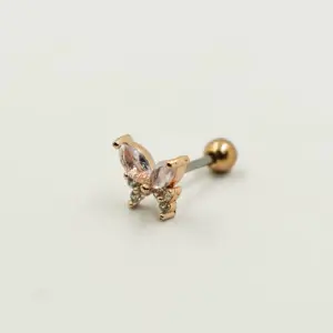 PIERCING ORO ROSA MARIPOSA CRISTAL