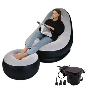 Sofa Gris Inflable Con Posapies+inflador