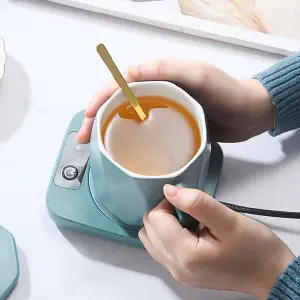 Kit Taza Mug Con Cuchara + Calentador