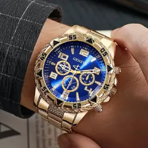 Combo 4pza de reloj pantalla azuldorada