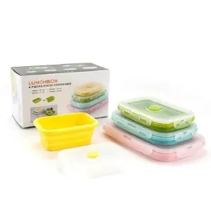 PORTA COMIDA  RECIPIENTE SILICONA X4