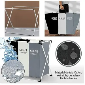 Cesta de Ropa 3 Divisiones Tela