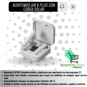 AUDIFONOS CON CARGA SOLAR AIR 6 PLUS