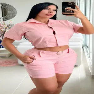 CONJUNTO DE SHORT PARA DAMA NARANJA