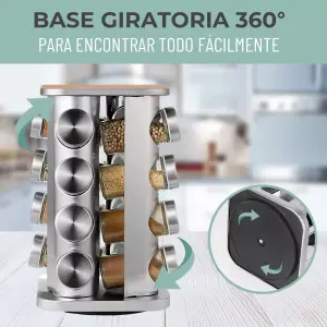 Especiero x16 Cocina Giratorio Acero