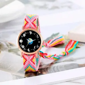 Reloj Luna Fase Lunar Dorado Tejido